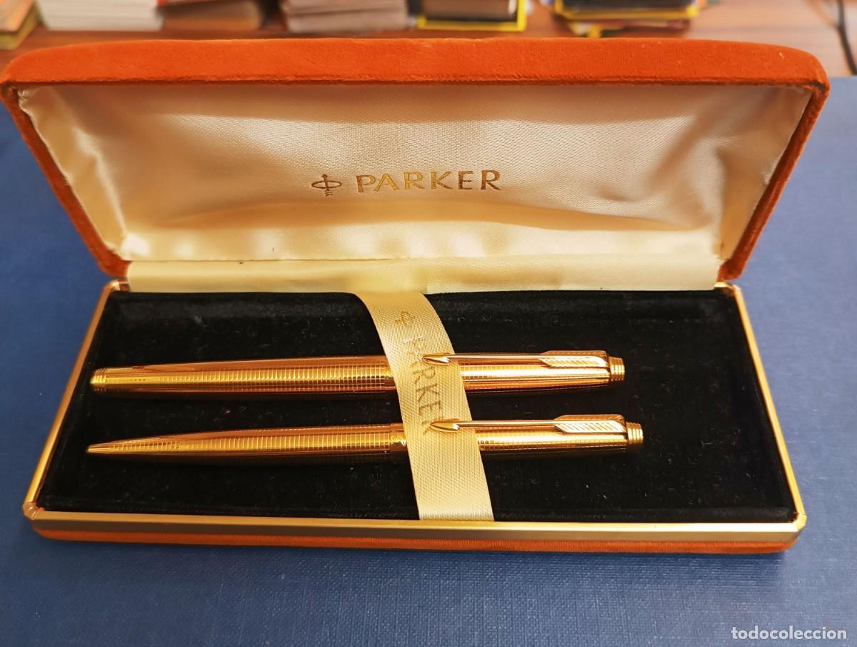 Estilogr&aacute;ficas antiguas, bol&iacute;grafos y plumas: ESTUCHE PARKER 14K.GF ORO GOLD FILLED CAP & BARREL U.S.A. PLUMA Y BOL&Iacute;GRAFO. COMO NUEVO. VER.