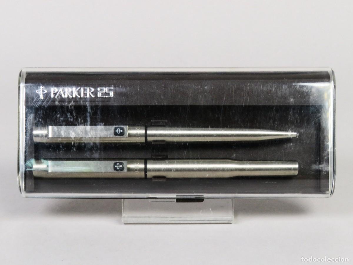 Estilogr&aacute;ficas antiguas, bol&iacute;grafos y plumas: Juego de escritura Parker con bol&iacute;grafo y pluma con su estuche siglo XX