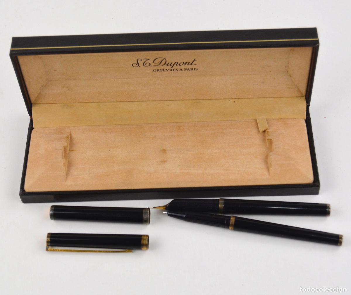 Old Fountain Pens, Pens and Pen Nibs : Pluma y bol&iacute;grafo Dupont con estuche, 925 laque de Chine, Paris.