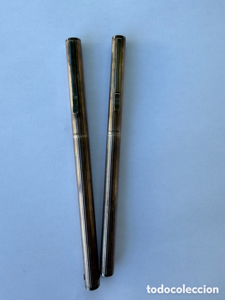 Alte F&uuml;llfederhalter, Kugelschreiber und Federn: Boli y pluma aurora plata 925