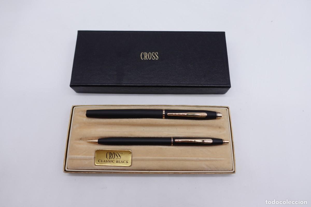 Stylos-plume Anciens, stylos-bille et becs de plume: CROSS CLASSIC BLACK BOL&Iacute;GRAFO Y ROTULADOR NEGRO MATE CON ESTUCHE ORIGINAL