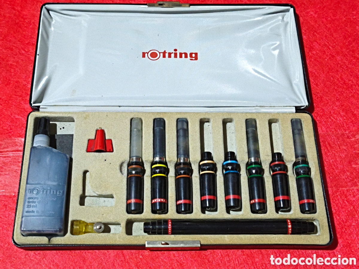 Stylos-plume Anciens, stylos-bille et becs de plume: Antiguo Estuche Rotring incompleto