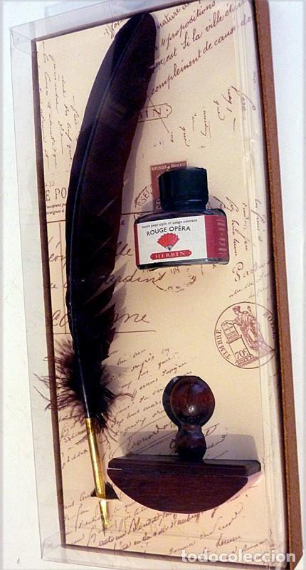 Stylos-plume Anciens, stylos-bille et becs de plume: COFRE DE ESCRITURA HERBIN - PLUMA + PLUMILLA + TINTA + SECANTE - SIN ESTRENAR
