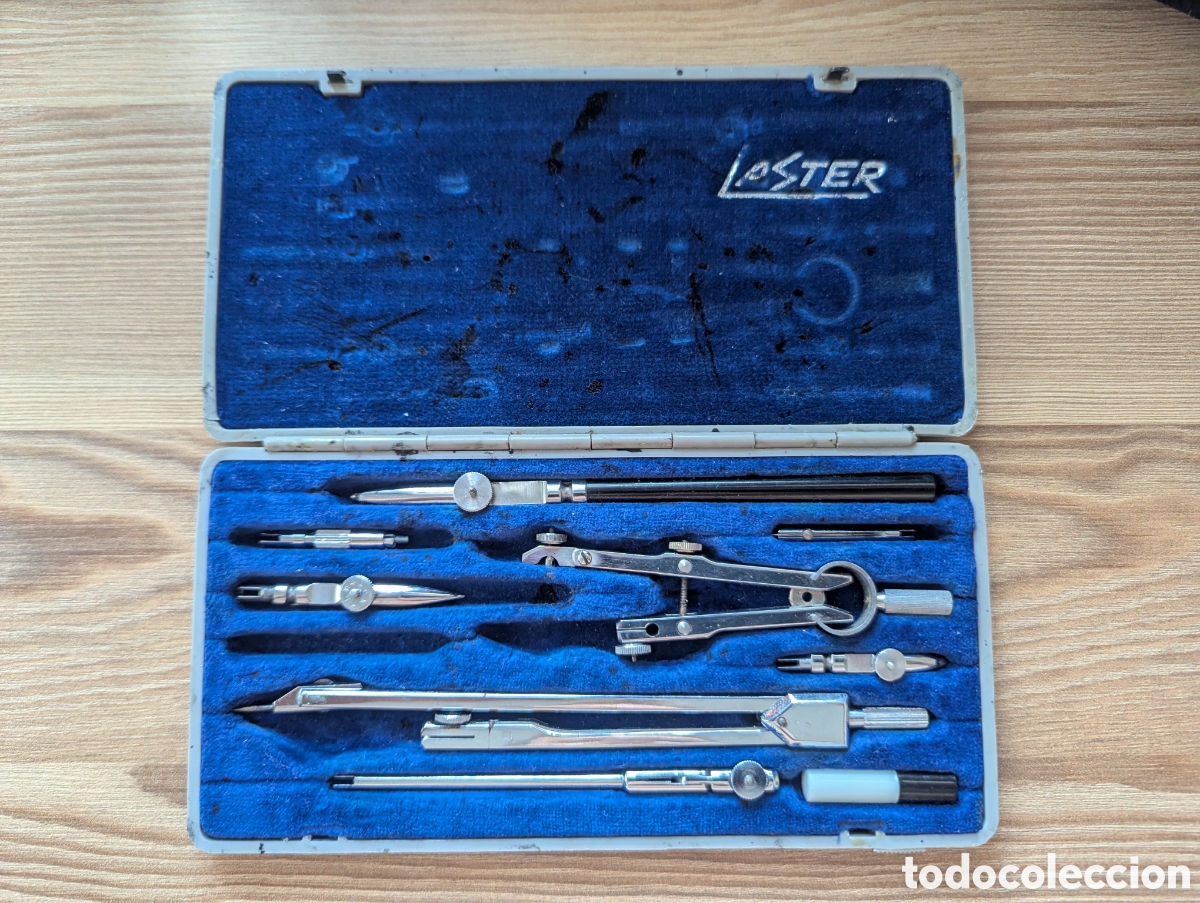 Estilogr&aacute;ficas antiguas, bol&iacute;grafos y plumas: Estuche de dibujo t&eacute;cnico LASTER vintage