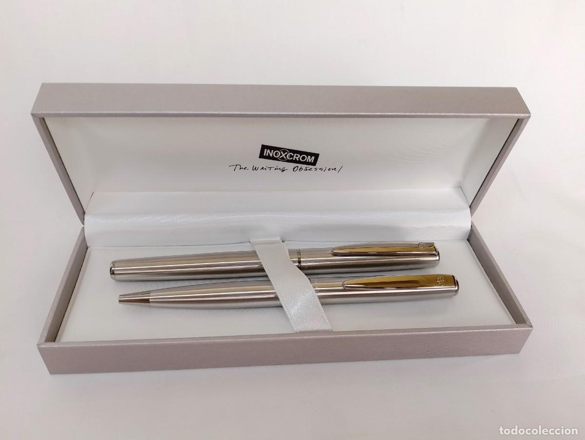 Estilogr&aacute;ficas antiguas, bol&iacute;grafos y plumas: JUEGO INOXCROM ATLANTIC FLIGTHER, PLUMA ESTILOGR&Aacute;FICA Y BOL&Iacute;GRAFO. NUEVO