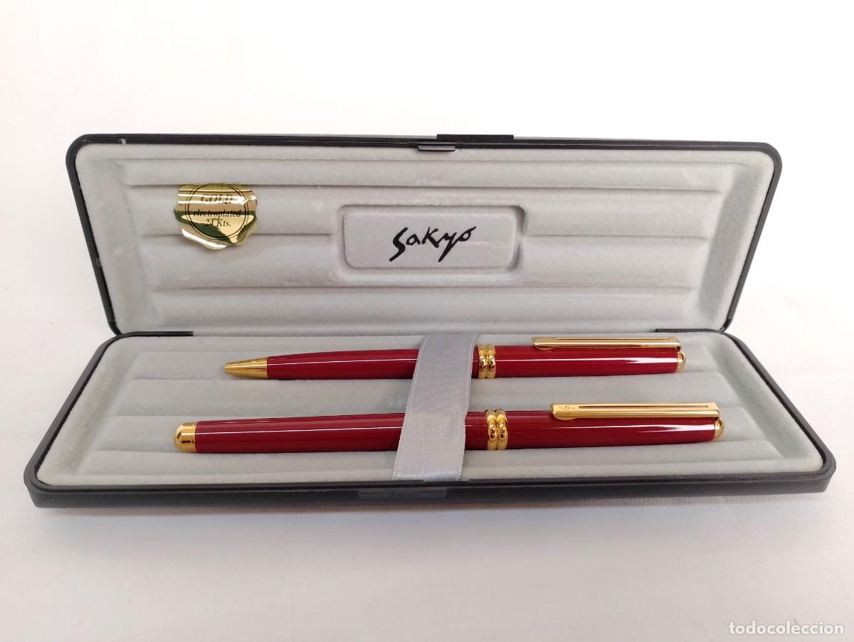 Estilogr&aacute;ficas antiguas, bol&iacute;grafos y plumas: JUEGO INOXCROM SAKYO GRANATE, PLUMA ESTILOGR&Aacute;FICA Y BOL&Iacute;GRAFO. NUEVO
