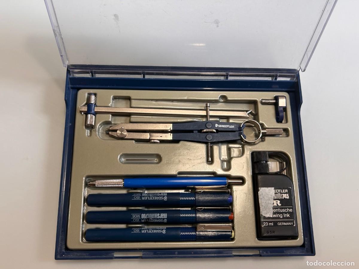 Estilogr&aacute;ficas antiguas, bol&iacute;grafos y plumas: Estuche de rotrings CollegeSet de Staedtler con comp&aacute;s