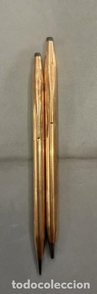 Stilografiche antiche, penne a sfera e penne: CONJUNTO DE BOLIGRAFO Y PORTAMINAS CROSS CHAPADO 14K. JM-001