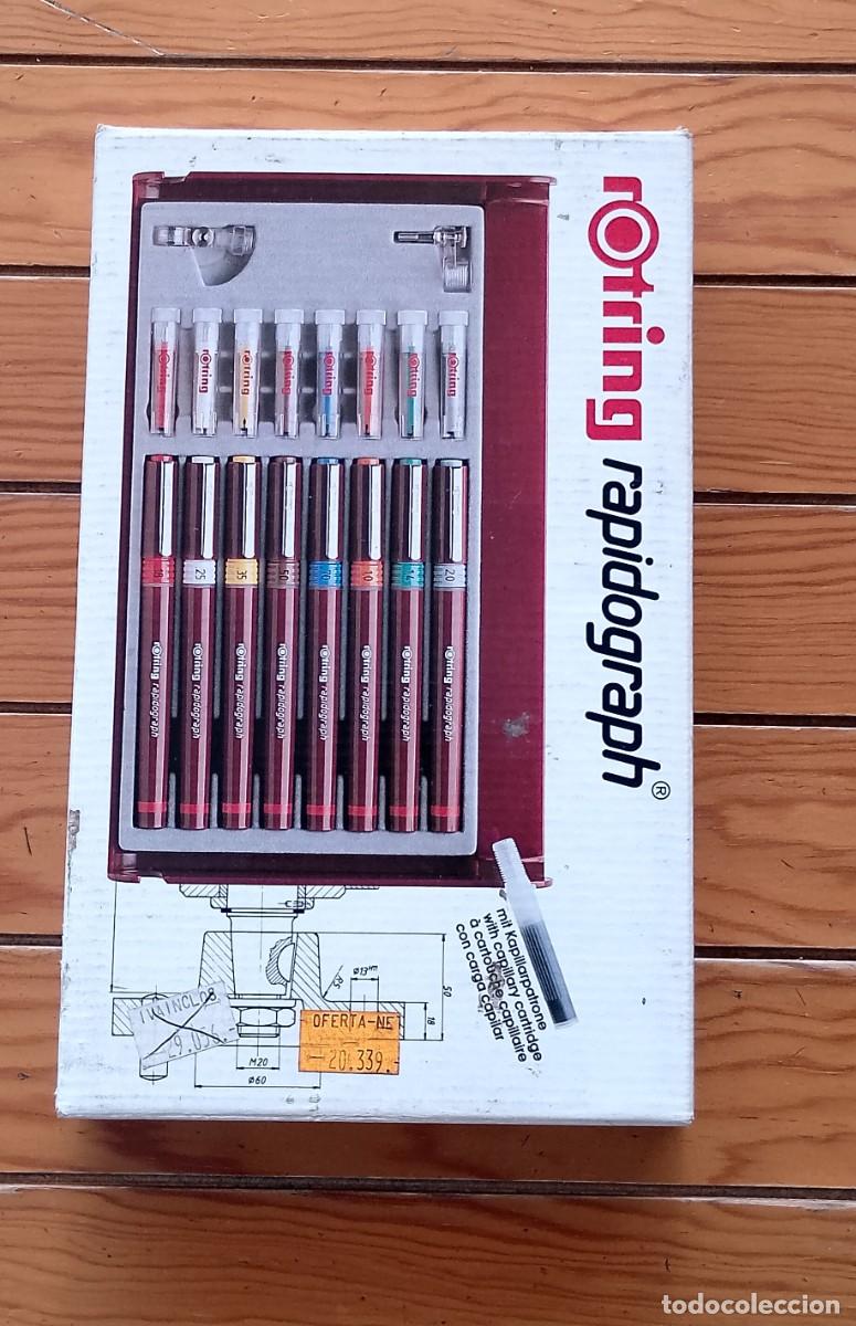 Estilogr&aacute;ficas antiguas, bol&iacute;grafos y plumas: Set Estuche Rotring Rapidograph 8 Estil&oacute;grafos Completo