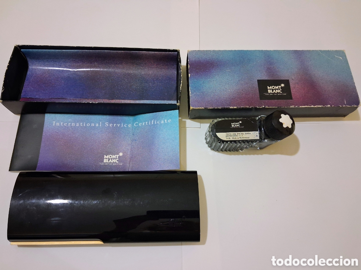 Estilogr&aacute;ficas antiguas, bol&iacute;grafos y plumas: Set Estuche R&iacute;gido Montblanc Vintage + Cajas, Tintero Zapato y Garant&iacute;a Original - A&ntilde;o 1993 (06/93)