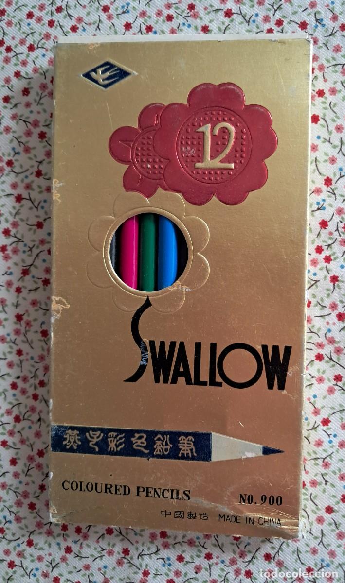 Estilogr&aacute;ficas antiguas, bol&iacute;grafos y plumas: Caja de 12 lapices de colores a&ntilde;os 80.