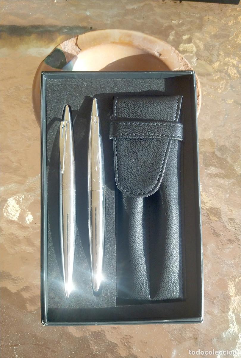 Estilogr&aacute;ficas antiguas, bol&iacute;grafos y plumas: Conjunto bol&iacute;grafo + pluma LEXON con funda de piel