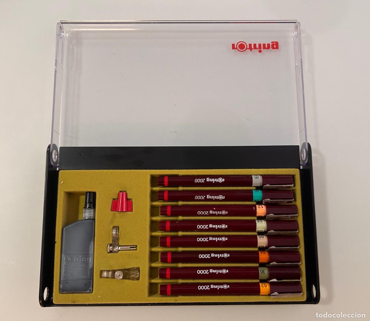 Stylos-plume Anciens, stylos-bille et becs de plume: Estuche original de 8 Rotring 2000