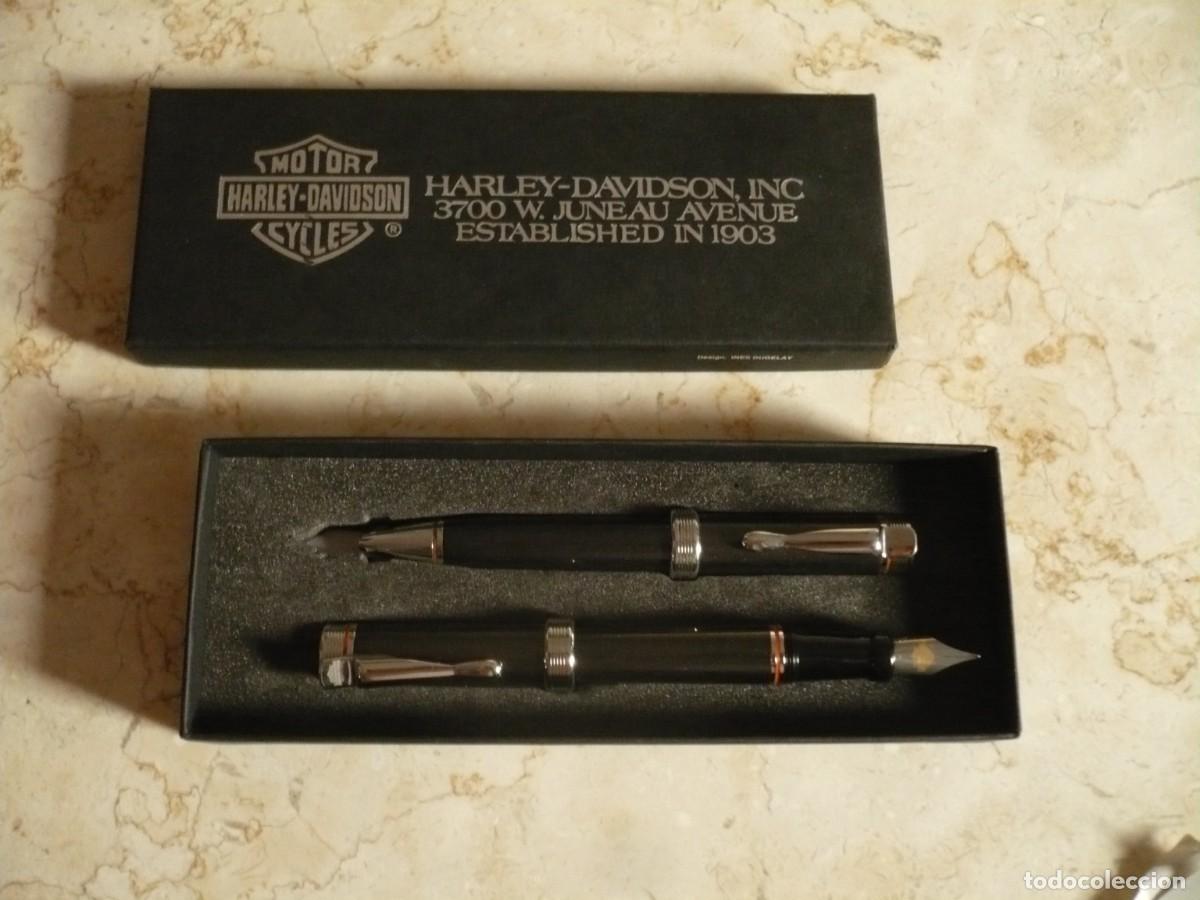 Estilogr&aacute;ficas antiguas, bol&iacute;grafos y plumas: PLUMA Y BOL&Iacute;GRAFO HARLEY-DAVIDSON EN SU ESTUCHE. EDICI&Oacute;N 1903