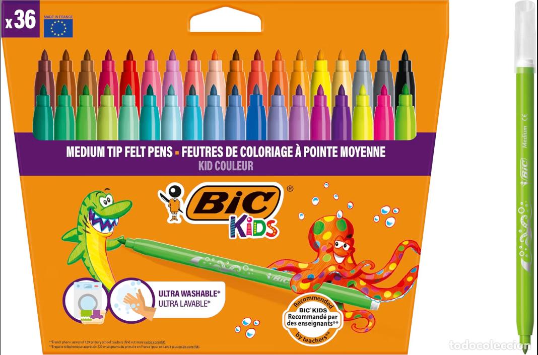 Stilografiche antiche, penne a sfera e penne: BIC Kids Kid Couleur, Rotuladores Lavables para Ni&ntilde;os, Punta Media, Colores Surtidos. Ideales