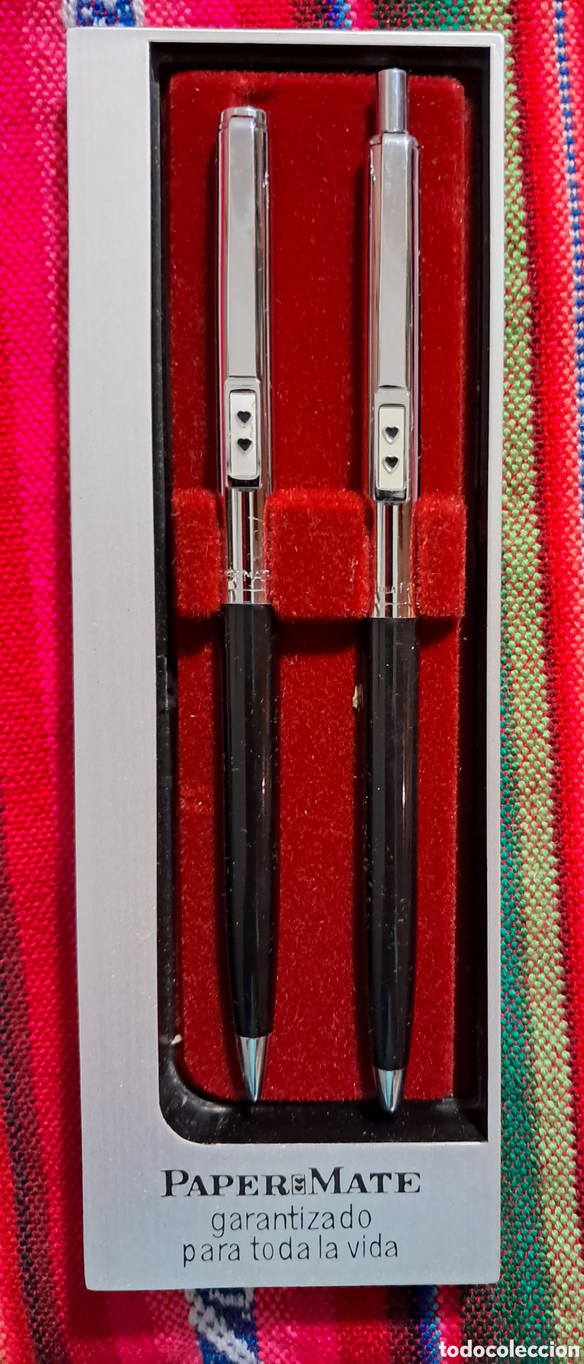 Estilogr&aacute;ficas antiguas, bol&iacute;grafos y plumas: Paper Mate Profile Slim, Flighter o de Doble Corazon de finales a&ntilde;os 70. Set boligrafo y portaminas.