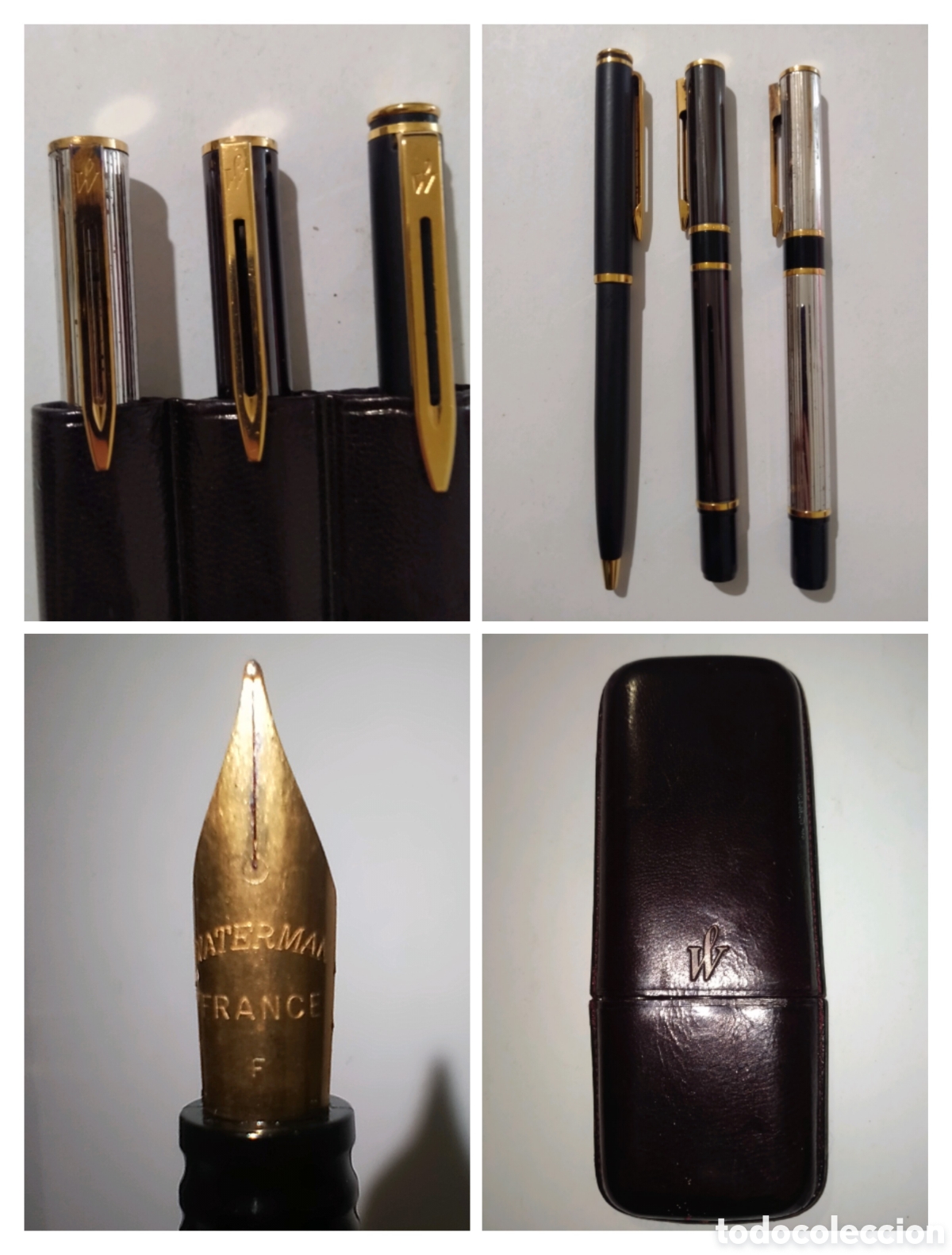 Estilogr&aacute;ficas antiguas, bol&iacute;grafos y plumas: Waterman Set de Escritura. 2 plumas estilogr&aacute;ficas F + Bol&iacute;grafo + Estuche original Waterman