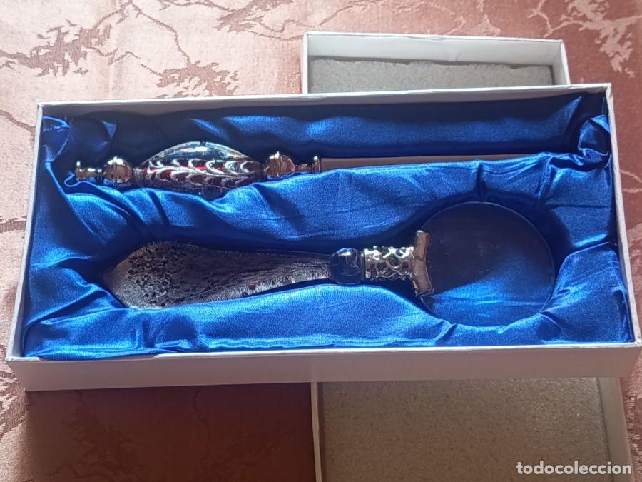 Estilogr&aacute;ficas antiguas, bol&iacute;grafos y plumas: JUEGO DE LUPA Y CORTAPLUMAS DE CRISTAL DE MURANO. VINTAGE