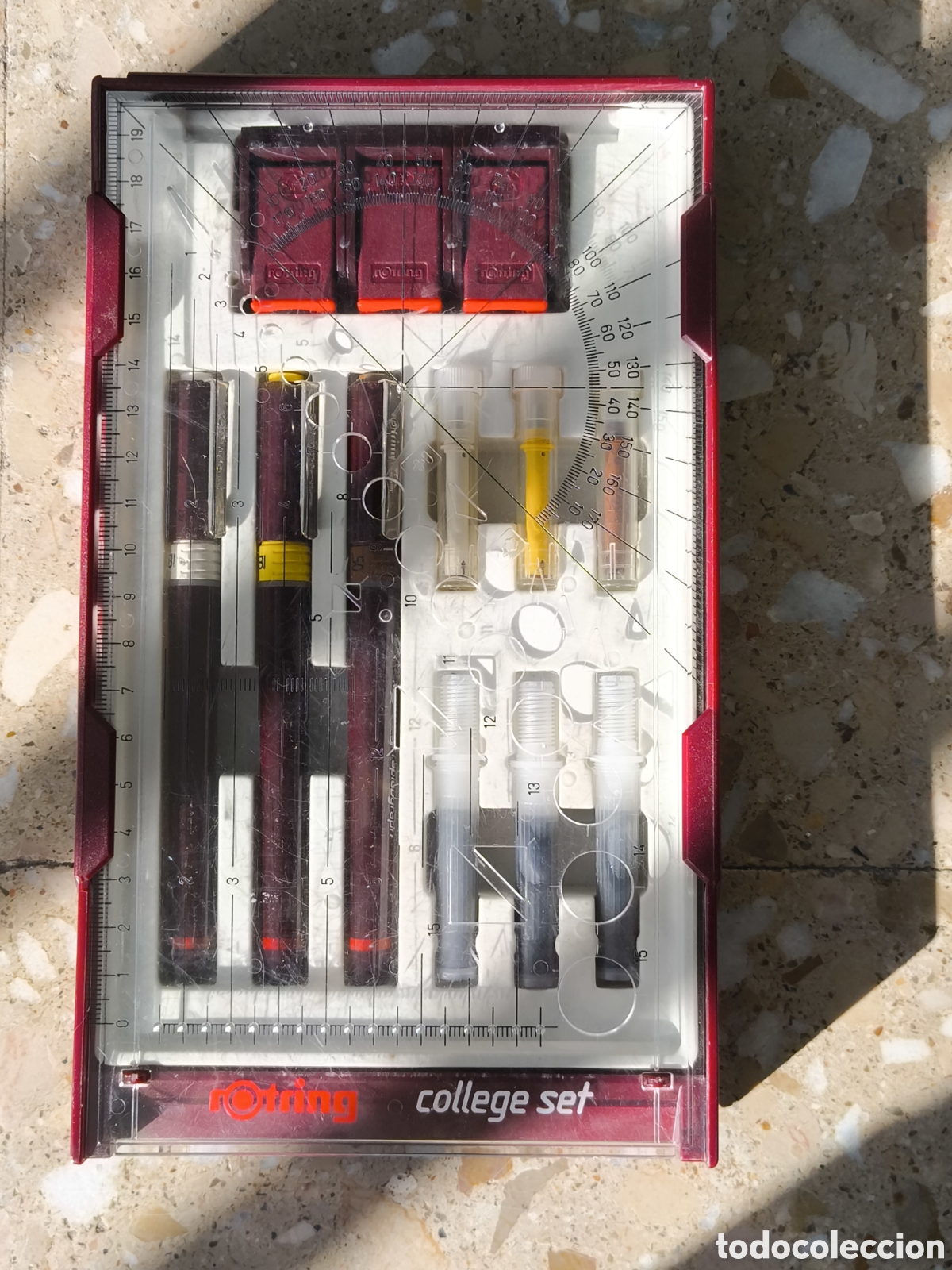 Estilogr&aacute;ficas antiguas, bol&iacute;grafos y plumas: Estuche Rotring vintage completo calibrados