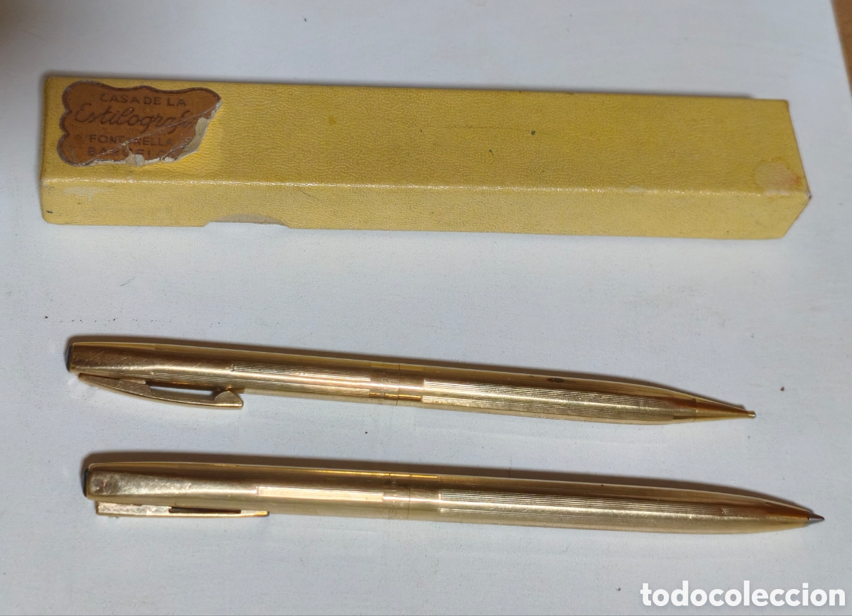 Estilogr&aacute;ficas antiguas, bol&iacute;grafos y plumas: Juego Vintage Sheaffer Dorado - Casa de la Estilogr&aacute;fica (Barcelona)