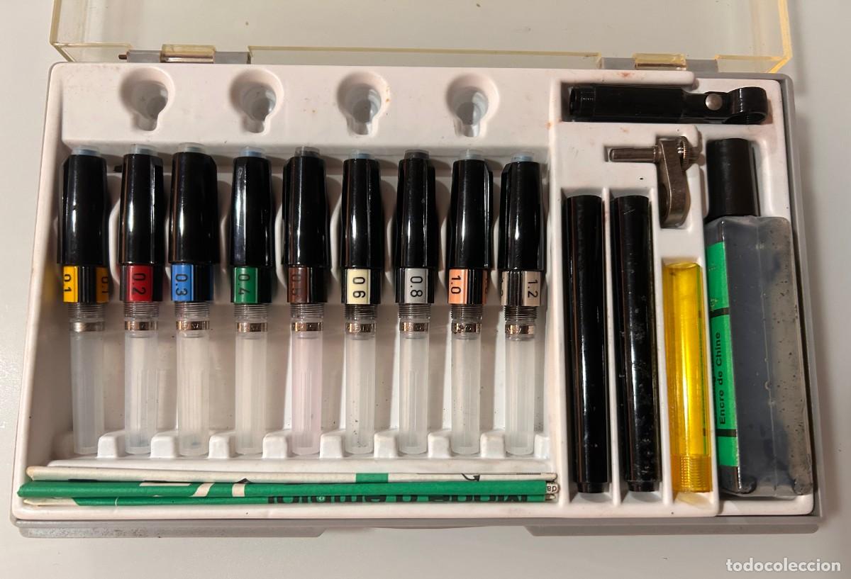 Estilogr&aacute;ficas antiguas, bol&iacute;grafos y plumas: Caja con 9 Rotrings Faber Castell TG (a&ntilde;os 60 - 70)