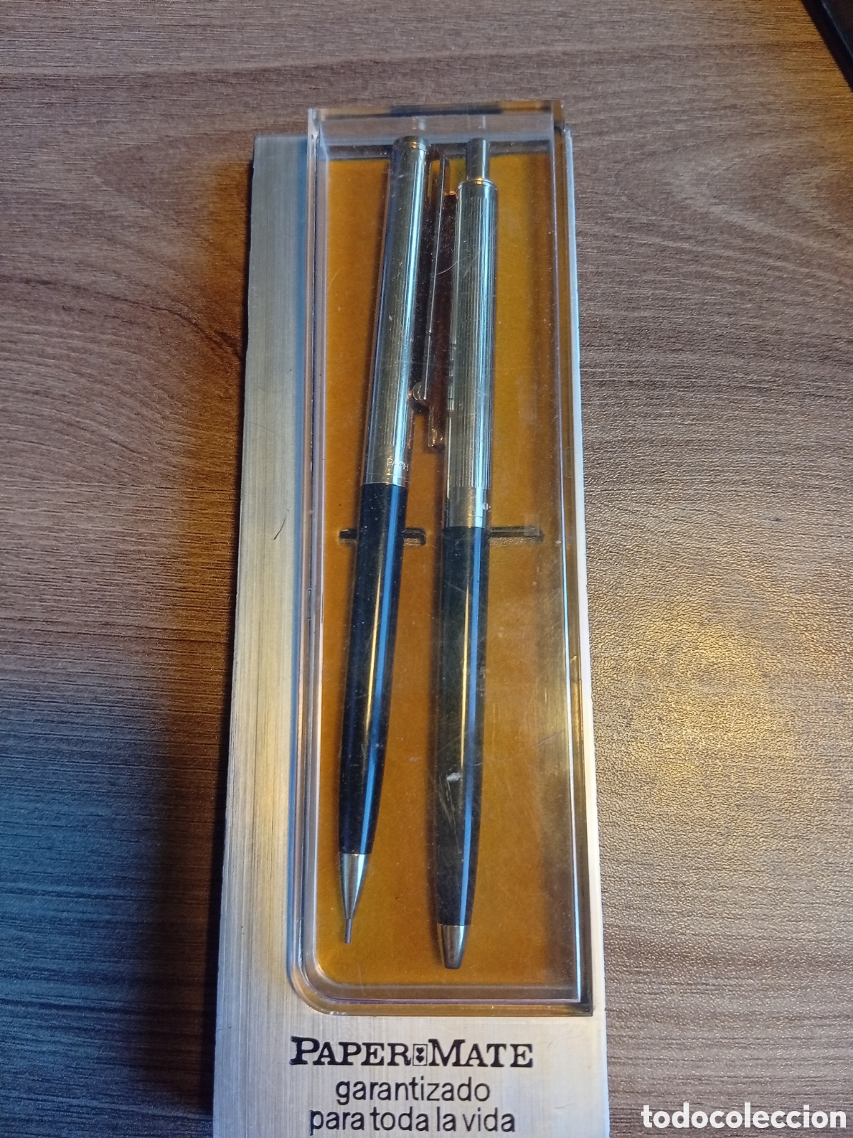 Estilogr&aacute;ficas antiguas, bol&iacute;grafos y plumas: Set bol&iacute;grafo y portaminas Paper mate en estuche original