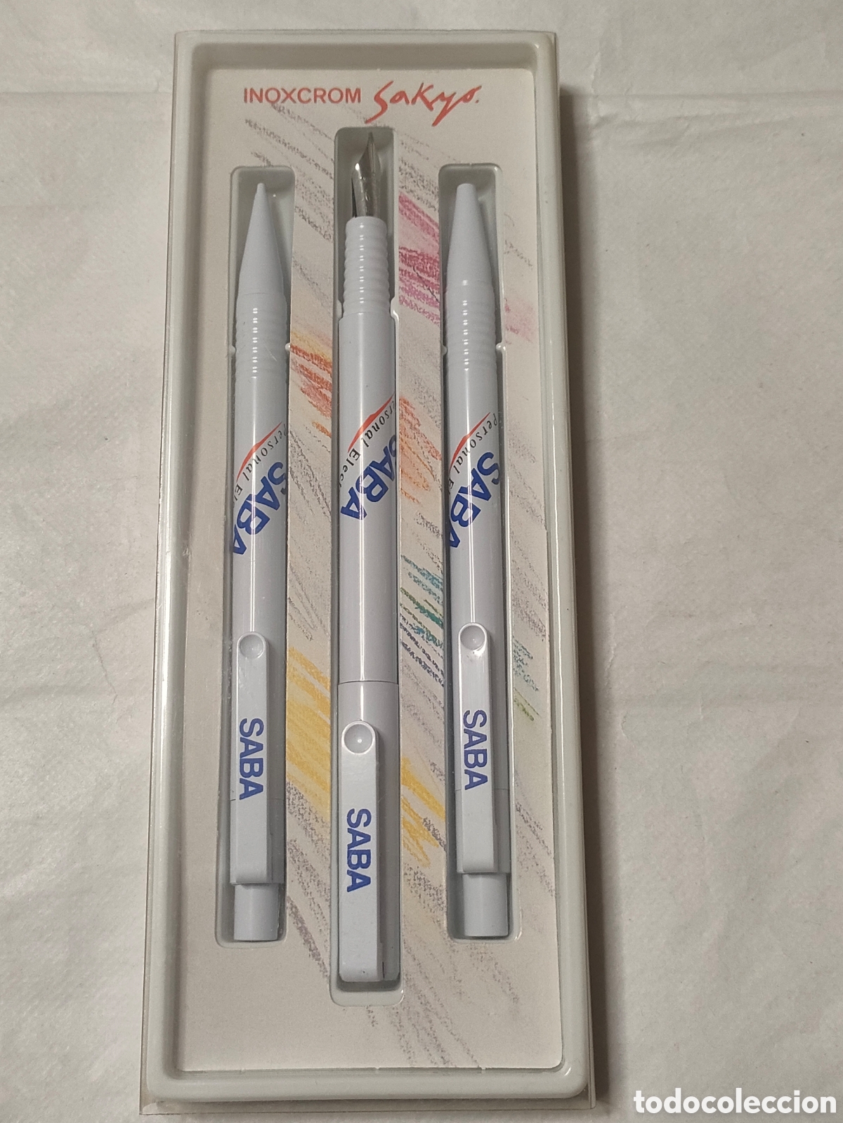 Stilografiche antiche, penne a sfera e penne: Inoxcrom Sakyo Saba personal electronics. Juego de escritura vintage pluma, bol&iacute;grafo y portaminas.