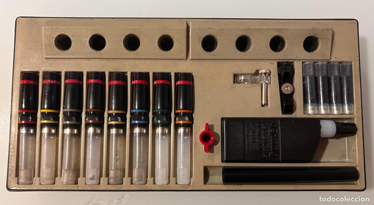 Stylos-plume Anciens, stylos-bille et becs de plume: Caja con 8 Rotrings Variant para dibujo t&eacute;cnico (a&ntilde;os 70 - 80)
