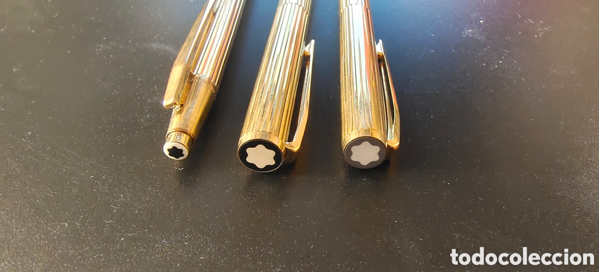 Estilogr&aacute;ficas antiguas, bol&iacute;grafos y plumas: 3 Montblanc de la serie Noblesse Slimline, pluma, Roller, portamina