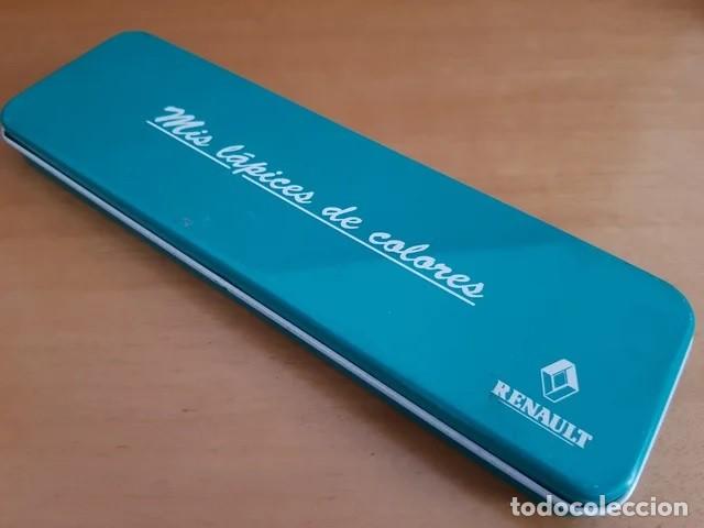 Estilogr&aacute;ficas antiguas, bol&iacute;grafos y plumas: Estuche / Caja Met&aacute;lica de L&aacute;pices de Colores Oficial Renault - Merchandising Vintage