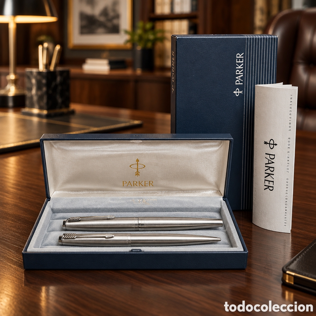 Estilogr&aacute;ficas antiguas, bol&iacute;grafos y plumas: ELEGANTE CONJUNTO PLUMA Y BOL&Iacute;GRAFO PARKER EN SU ESTUCHE ORIGINAL EN PERFECTO ESTADO