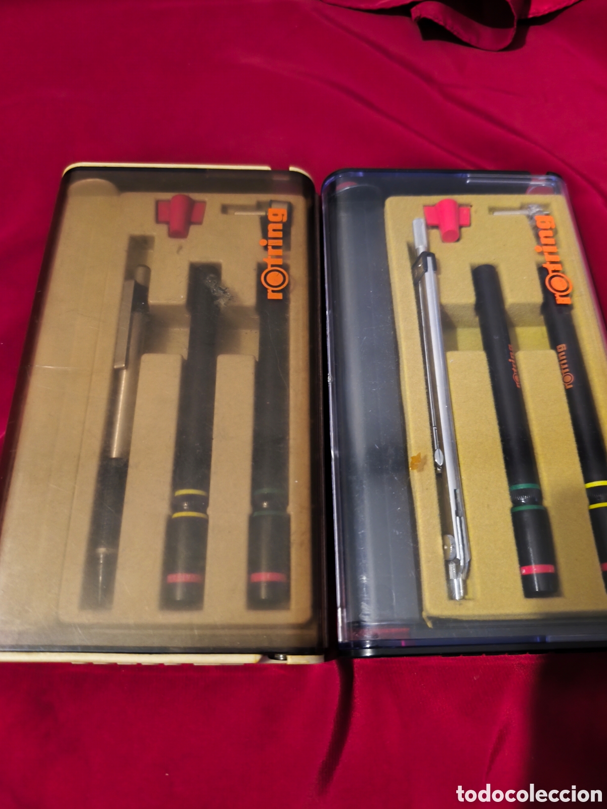 Estilogr&aacute;ficas antiguas, bol&iacute;grafos y plumas: ​Lote 2 Estuches Estil&oacute;grafos Dibujo T&eacute;cnico ROTRING VARIANT Vintage - Con Accesorios