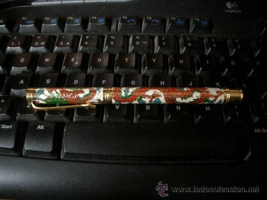 Plumas estilogr&aacute;ficas antiguas: PLUMA de esmalte alveolado  cloisonn&eacute; PLUM&Iacute;N ORO - Foto 1