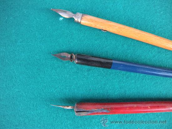 Plumas estilogr&aacute;ficas antiguas: LOTE DE 3 PLUMAS DE ESCRITURA - Foto 2