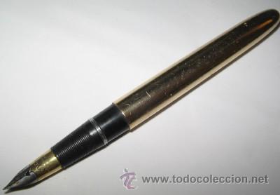 Plumas estilogr&aacute;ficas antiguas: PLUMA APOLON CHAPADA EN ORO, SIN CAPUCH&Oacute;N - Foto 1