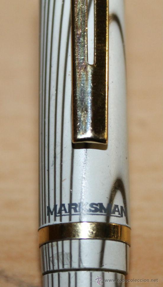 Plumas estilogr&aacute;ficas antiguas: PLUMA ESTILOGR&Aacute;FICA - MARKSMAN - GRIS Y BLANCO - Foto 3