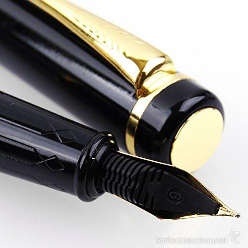 Plumas estilogr&aacute;ficas antiguas: Special Black & Copper Barrel 22KGP - Foto 2