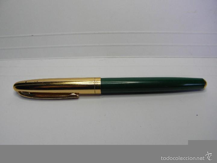 Plumas estilogr&aacute;ficas antiguas: PLUMA VERDE Y DORADA - Foto 1