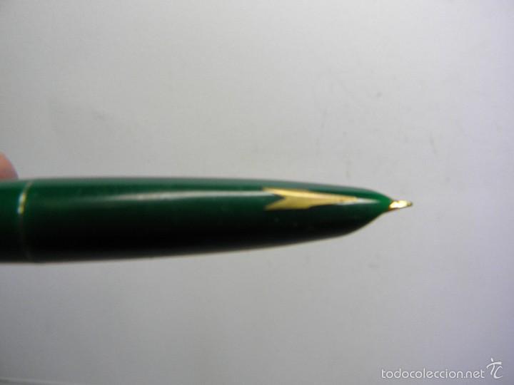 Plumas estilogr&aacute;ficas antiguas: PLUMA VERDE Y DORADA - Foto 3