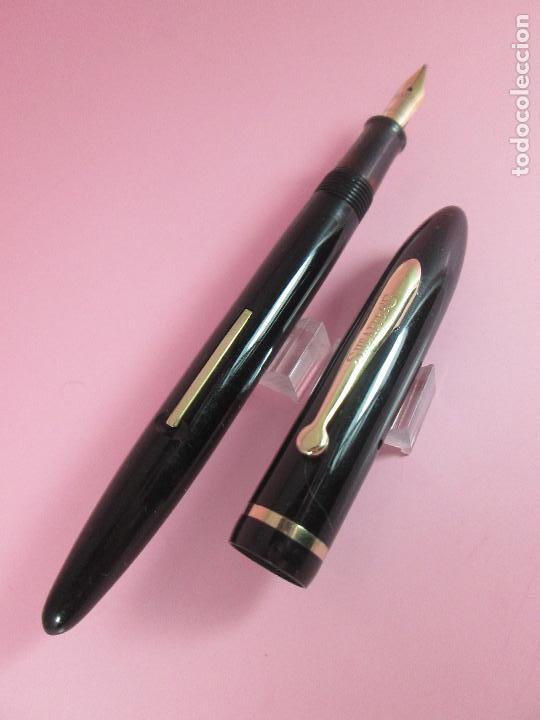 Plumas estilogr&aacute;ficas antiguas: (7555)-PLUMA ESTILOGR&Aacute;FICA-USA-SHEAFFER 350-NEGRA+ORO-GRABADO CL&Aacute;SICO EN BARRIL-VER FOTOS