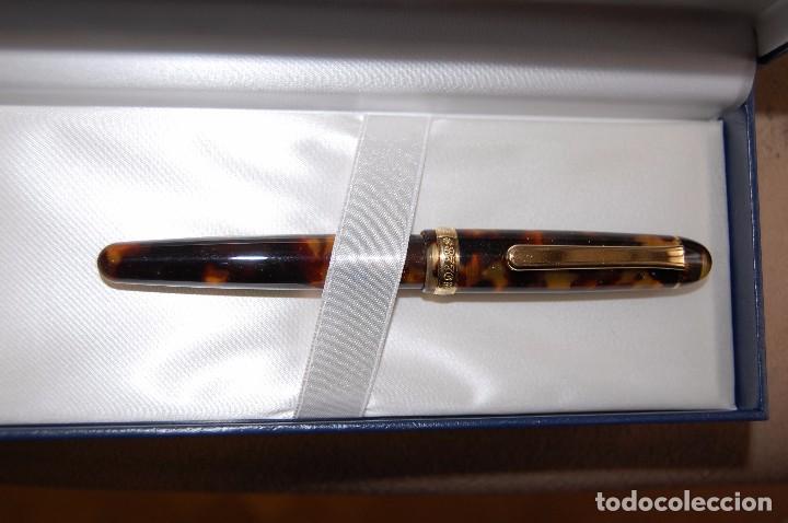 Plumas estilogr&aacute;ficas antiguas: Platinum concha de tortuga - Foto 1