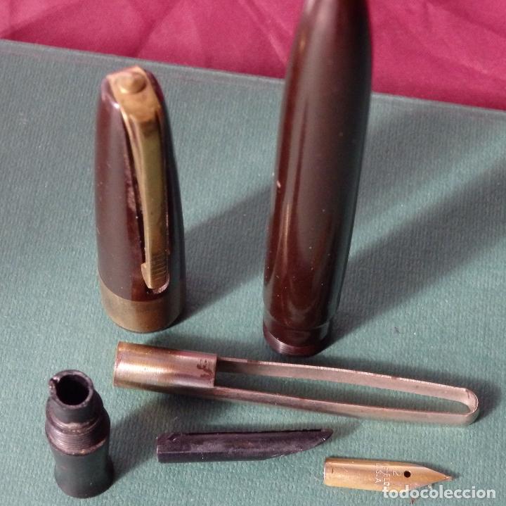 Plumas estilogr&aacute;ficas antiguas: PLUMA ESTILOGRAFICA SIN MARCA CON PLUMIN WING-FLOW 2 U.S.A. - Foto 3