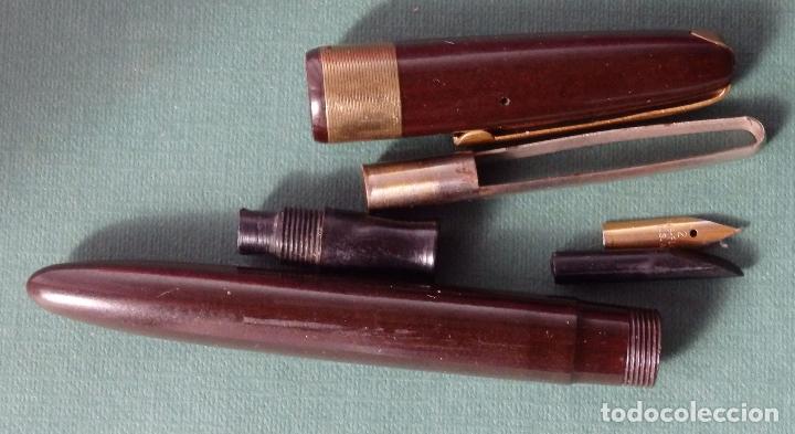 Plumas estilogr&aacute;ficas antiguas: PLUMA ESTILOGRAFICA SIN MARCA CON PLUMIN WING-FLOW 2 U.S.A. - Foto 4
