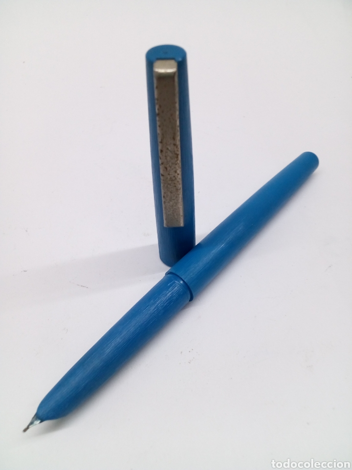 Plumas estilogr&aacute;ficas antiguas: Pluma lacado azul - Foto 2