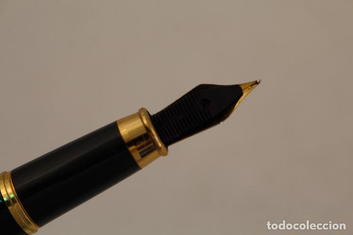 Plumas estilogr&aacute;ficas antiguas: pluma celuloide verde-negro - Foto 4