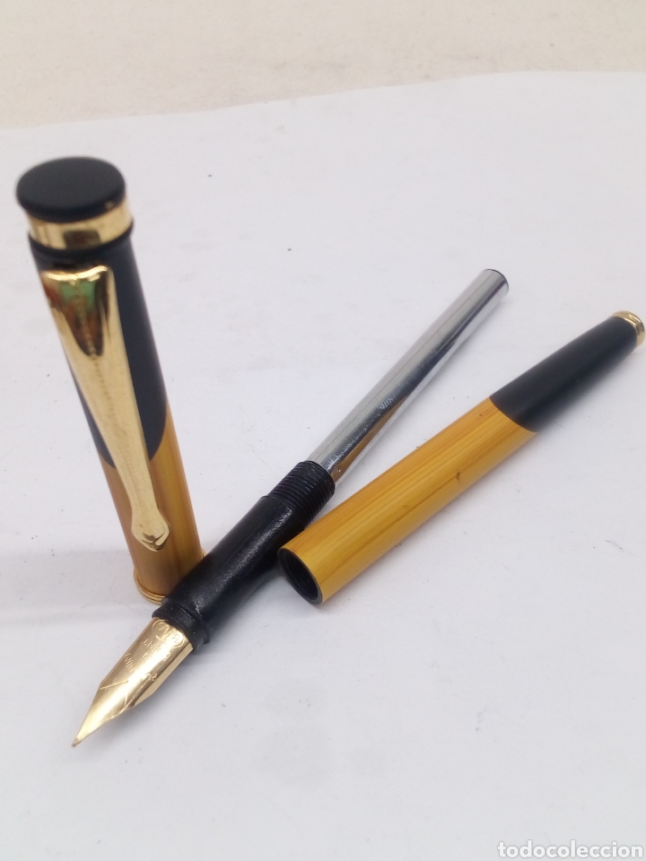 Plumas estilogr&aacute;ficas antiguas: Pluma lacado tipo madera bambu - Foto 3