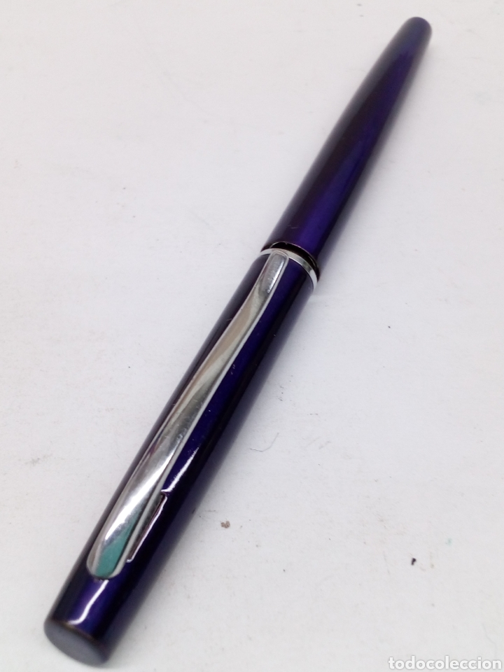 Plumas estilogr&aacute;ficas antiguas: Pluma lacado azul metalico - Foto 1