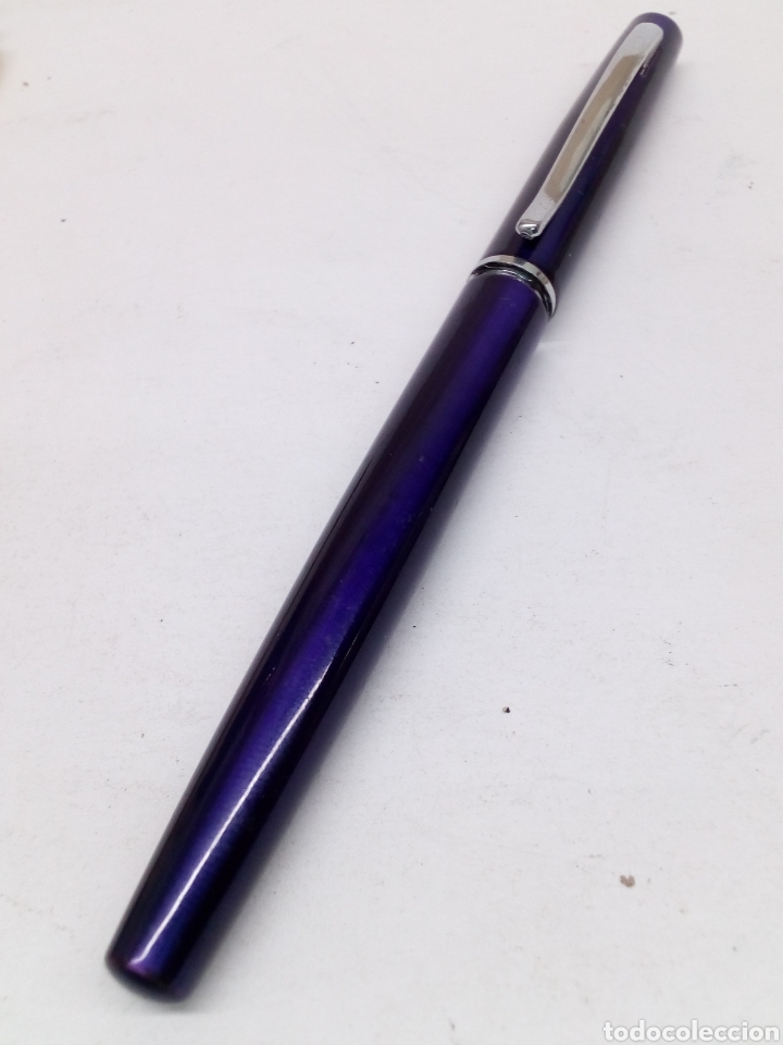 Plumas estilogr&aacute;ficas antiguas: Pluma lacado azul metalico - Foto 3