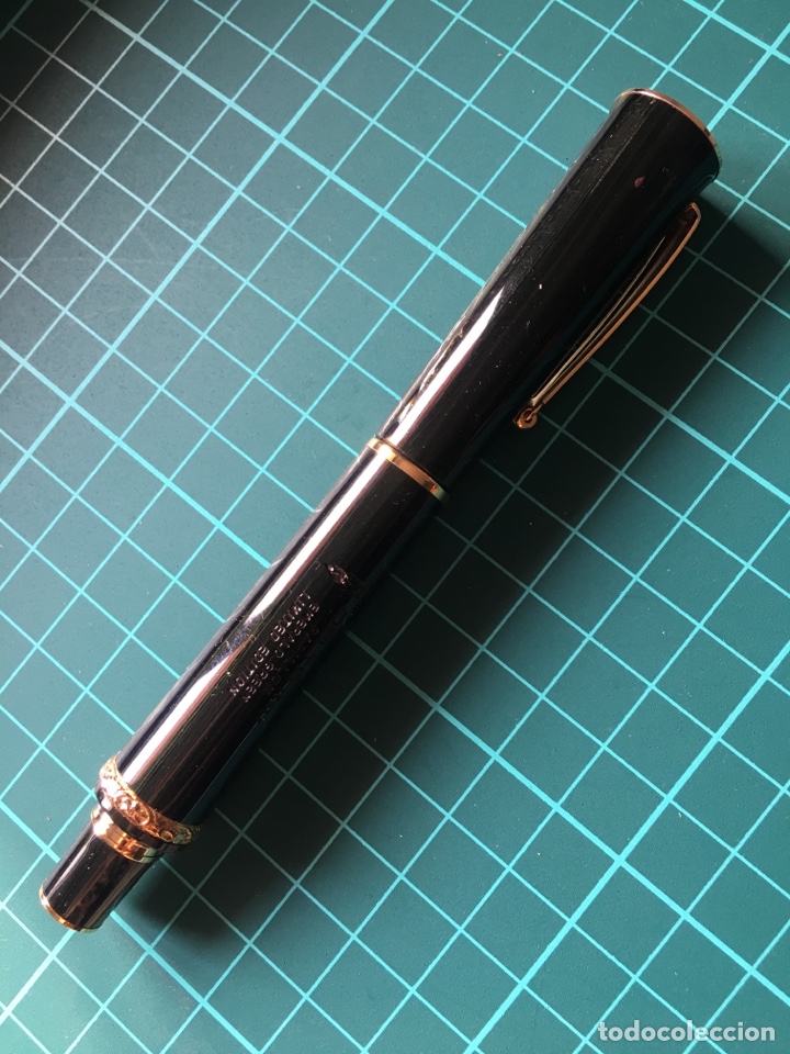 Plumas estilogr&aacute;ficas antiguas: Pluma Delta papillon celluloid Verde - Foto 4
