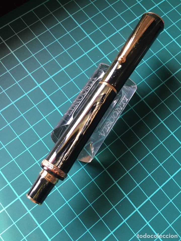 Plumas estilogr&aacute;ficas antiguas: Pluma Delta papillon celluloid Verde - Foto 5
